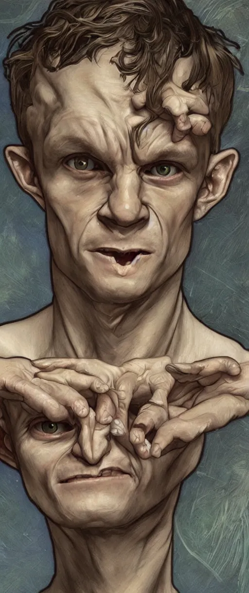 Prompt: vitalik buterin looks like gollum, art by artgerm and greg rutkowski and alphonse mucha