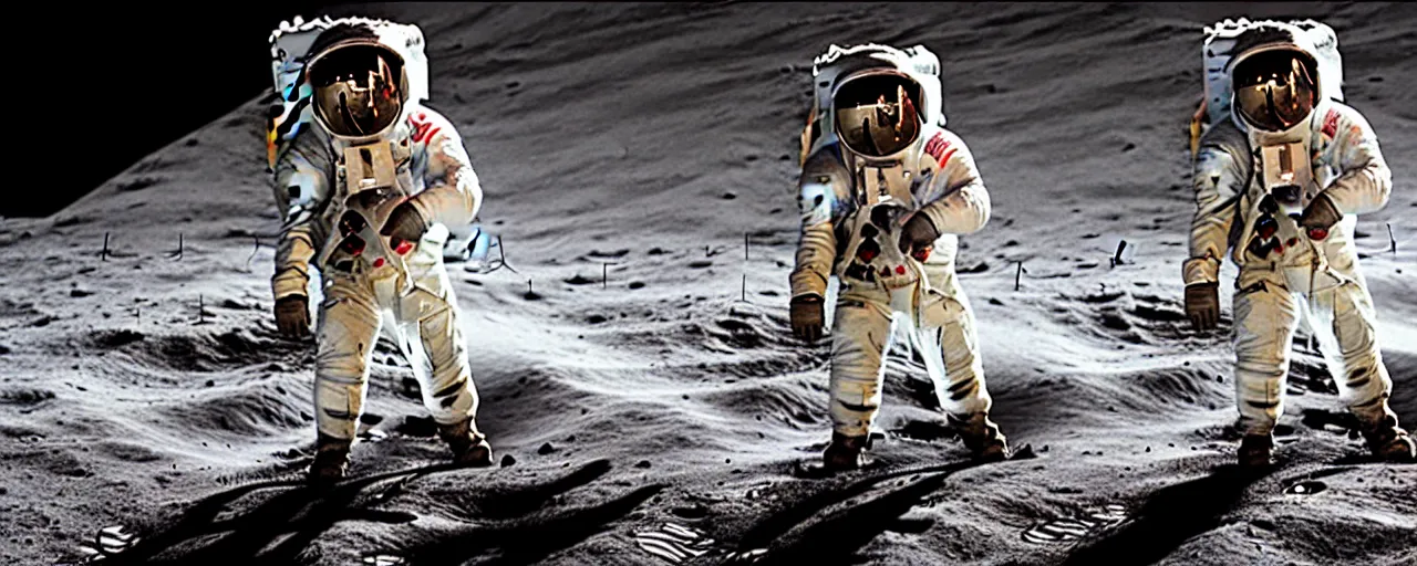 Image similar to the 1 st landing on the moon. african americans. modern. cinematic, 4 k