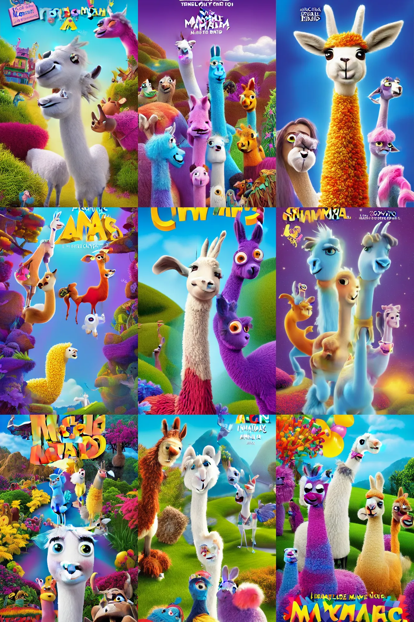 Prompt: Magical Llama, Pixar movie, DVD cover