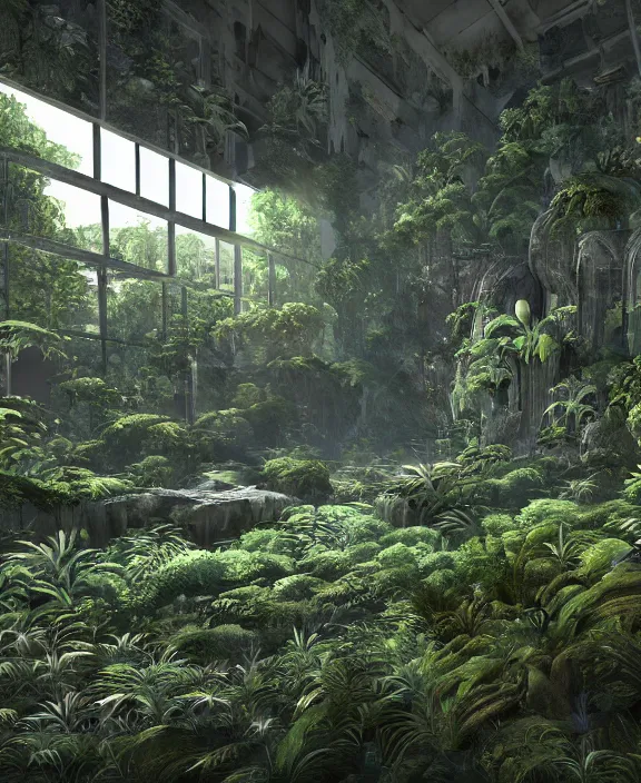 Image similar to intricate transparent clear see - through image of forge, lush botany, brutalism environment, ultra realistic, concept art, psychedelic, photorealistic, octane render, 8 k, unreal engine. art by nori inoguchi and sam kaplan and zachary goulko and christopher marley