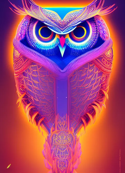 Image similar to symmetry!! product render poster vivid colors divine proportion owl, 神 圣, glowing fog intricate, elegant, highly detailed, digital painting, artstation, concept art, smooth, sharp focus, illustration,