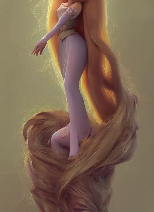 Prompt: rapunzel, digital art, trending on artstation