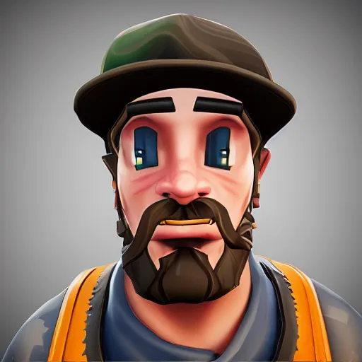 Image similar to old charismatic mechanic face, Fortnite style