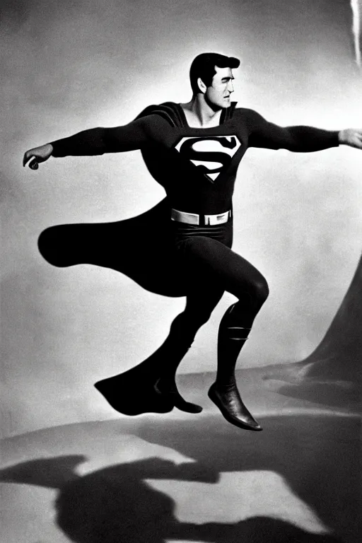 Image similar to rock hudson playing superman in, superhero, dynamic, heroic, studio lighting, in colour