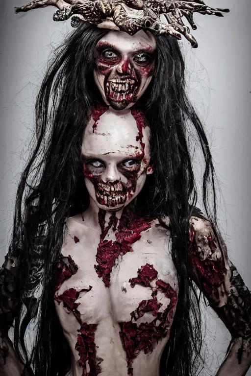 Image similar to photo of beautiful armored zombie by Lindsay Adler