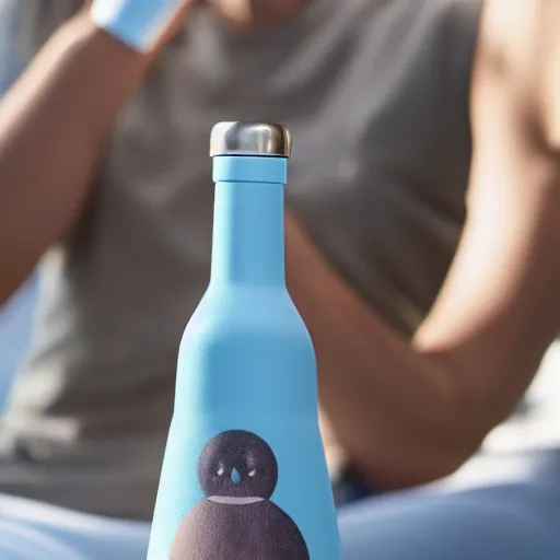 Image similar to anthropomorphized water bottle