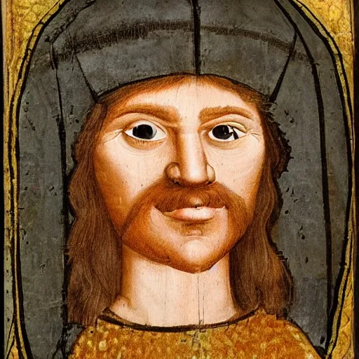 Image similar to medieval portrait of a muppet.