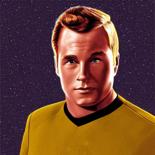 Image similar to captain james kirk, digital art