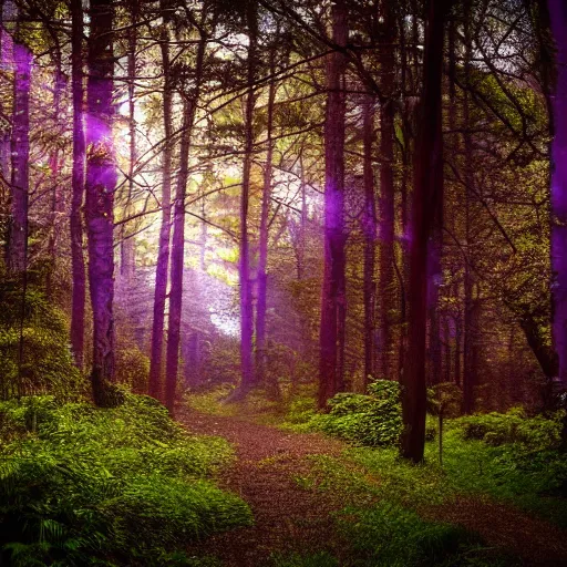 Prompt: purple portal inside the dark forest, glowing, vibe, unsettling atmosphere, stressfull, cinematic, epic, high detail