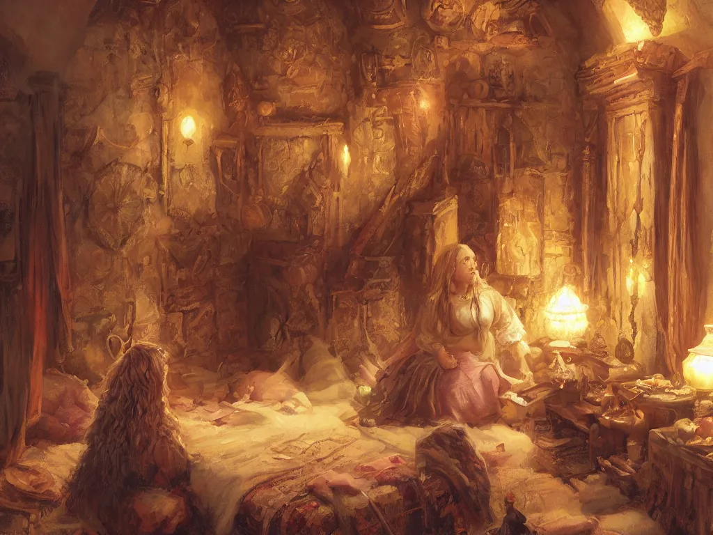 Fantasy Interior of a Medieval Bedroom with Traditional Decorations and a  Cozy Fireplace . Stock Illustration - Illustration of shield, fairy:  207055818