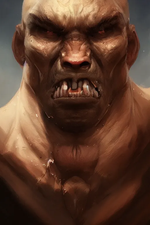 Prompt: an portrait of an orc, by WLOP, trending on ArtStation