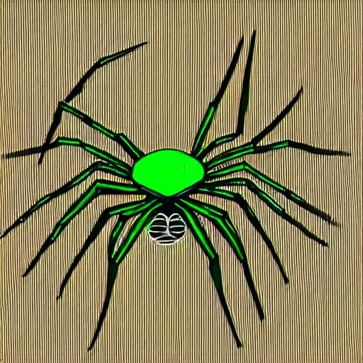 Image similar to spider, purple and green, style of hydro74, vector, woodblock