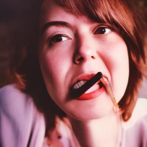 Image similar to Professional close-up photo of female mouth with a cigarette, retro, kodak film photo