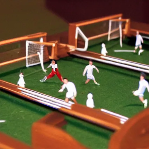 Prompt: a photo general of table football soccer, vintage, realistic