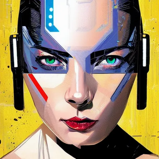 Image similar to beautiful portrait of a female android, by DC comics and Sandra Chevrier