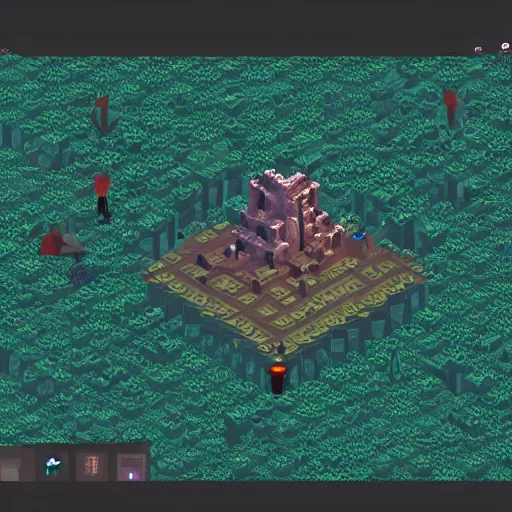 Prompt: lovecraftian horror, isometric, voxels, game art