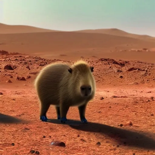 Image similar to Pixar movie about capybaras on Mars