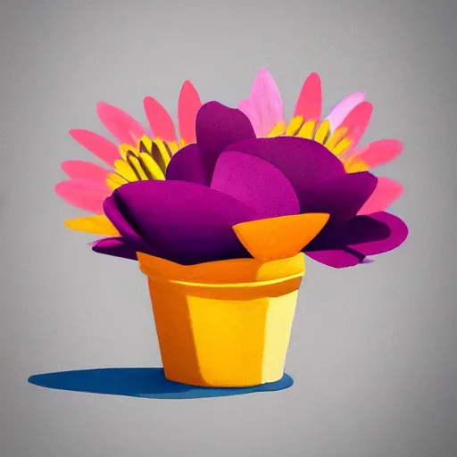 Prompt: flower in a pot but minimalistic concept art by frank stella gilleard james, whalen tom, colorful, soft light, trending on artstation, minimalism