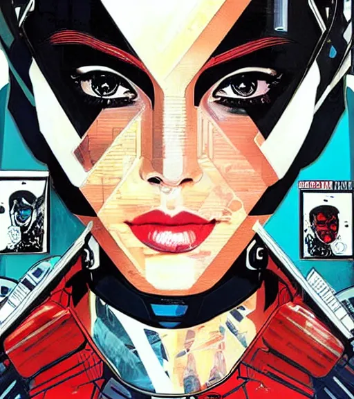 Image similar to portrait of a female android, by DC comics and Sandra Chevrier