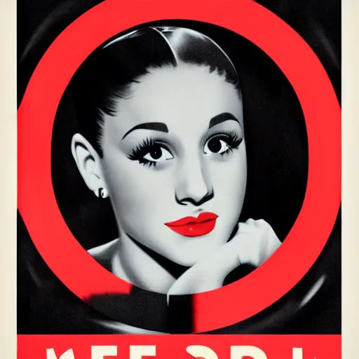 Prompt: propaganda posters of ariana grande the style of the united states 1 9 4 0's recruitment posters, red prohibitive circle around her head, 4 k