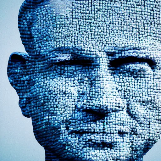 Image similar to a giant benjamin netanyahu head sculpture in the sea made out of thousands of small eyes, long shot, hyper detailed, hyper realistic, ray tracing, 8 k resolution, sharp focus, realistic water, award winning