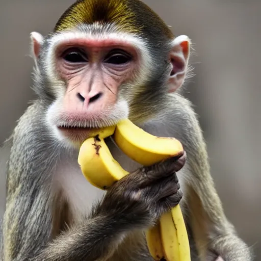 Prompt: a monkey eating a banana with the face of the pope