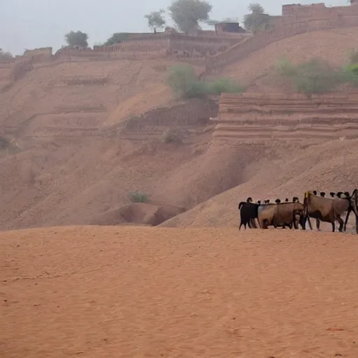 Prompt: Rajasthan India Mysterious Morning Travel