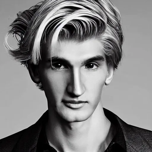 Image similar to really handsome gigachad xqc, beauty magazine photograph