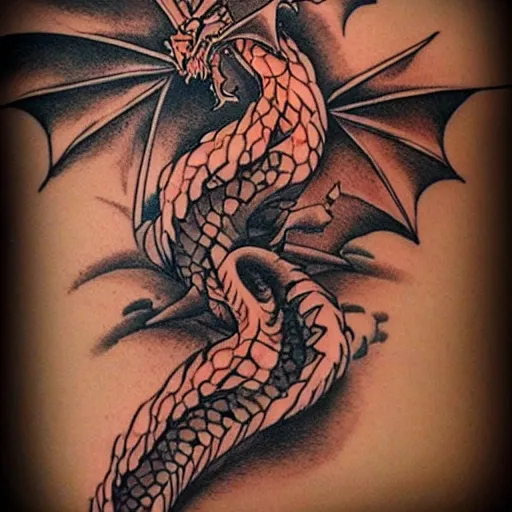 Image similar to “fire breathing dragon, tattoo”