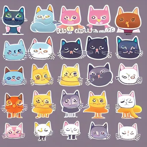 Image similar to Kawaii Cat in the style of redbubble stickers, art by artgerm