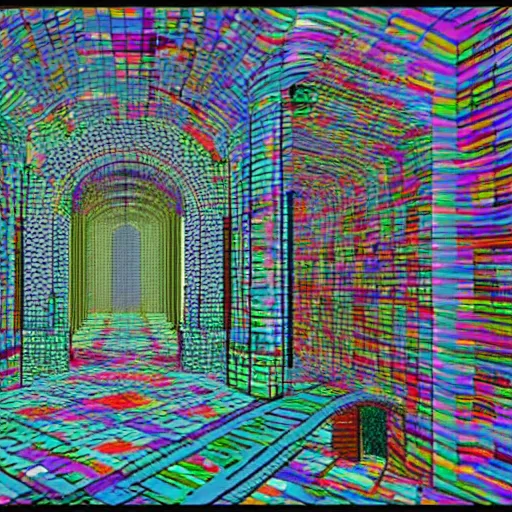 Image similar to virtual art museum in a 9 0 s video game, wacky mid 9 0's operating system, net art, ps 1 graphics, ps 2 screenshot, 3 d render, liminal space, hd, intricate, detailed