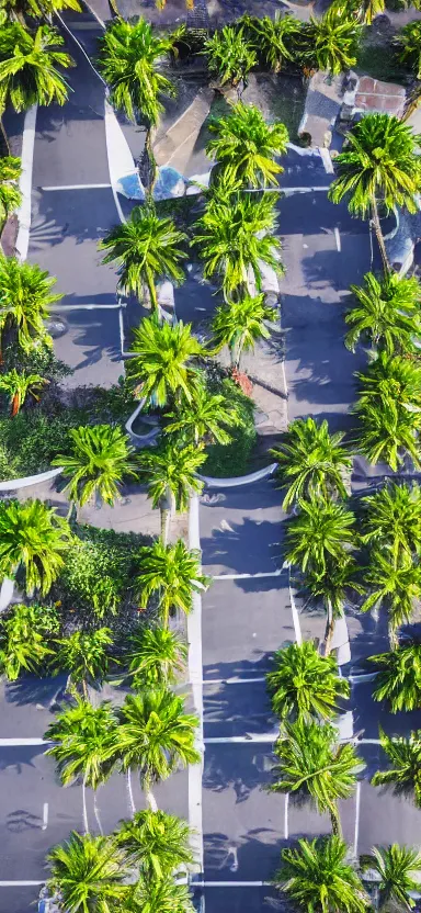 Image similar to aerial photo of sidewalk at palm trees, side shot, by shunji dodo, 8 k resolution, photo, high quality