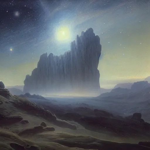 Image similar to a dream of a distant galaxy, by caspar david friedrich, matte painting trending on artstation hq