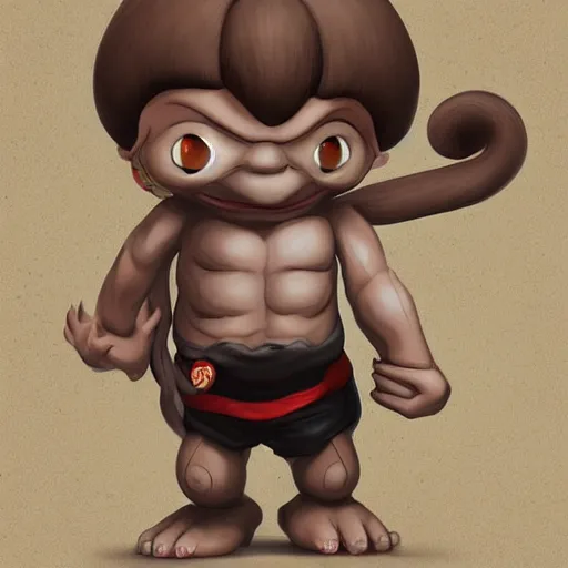Image similar to The child of Jackie Chan and Hitmonchan, trending on artstation