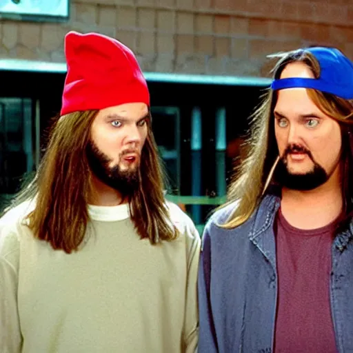 Image similar to jay and silent bob, pixar,