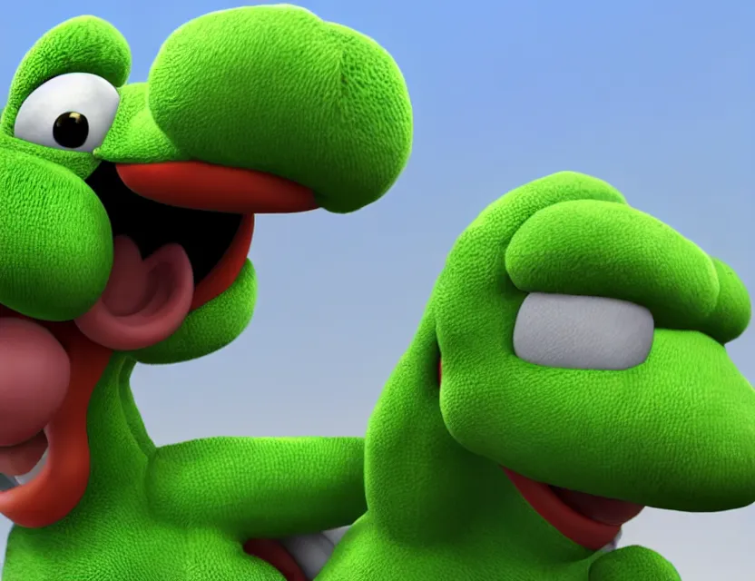 Image similar to portrait of yoshi from nintendo, head and torso, unreal engine