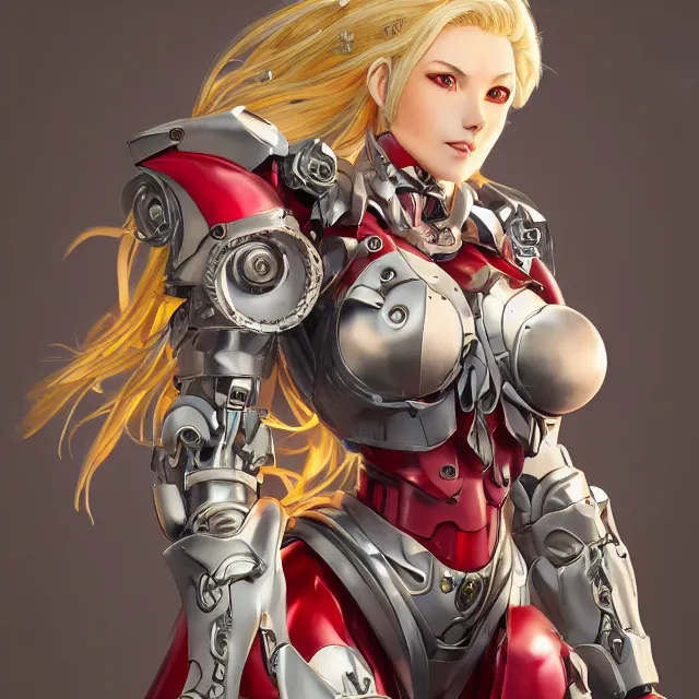 Prompt: studio portrait of lawful good colorful female holy mecha paladin absurdly beautiful, elegant, mature blonde gravure idol looking up, ultrafine hyperrealistic detailed face illustration by kim jung gi, highly detailed faces, intricate linework, sharp focus, bright colors, matte, octopath traveler, unreal engine 5 highly rendered, global illumination, radiant light, intricate environment