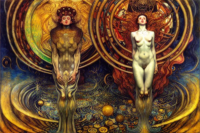 Image similar to Divine Chaos Engine by Karol Bak, Jean Delville, William Blake, Gustav Klimt, and Vincent Van Gogh, symbolist, visionary