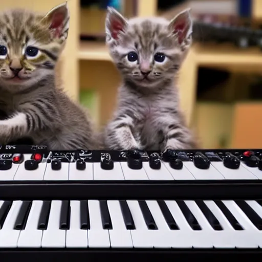 Image similar to an amazing award winning photo of kittens playing with eurorack synthesizers, very detailed and sharp, 4k hdr, masterpiece
