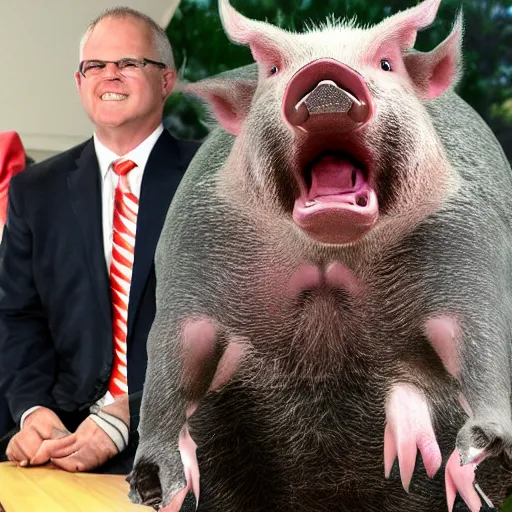 Image similar to scott morrison pig hybrid man boar creature australian politician