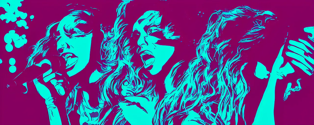 Prompt: woman rapping into microphone, silhouette, outrun, hip hop, digital art, 4k