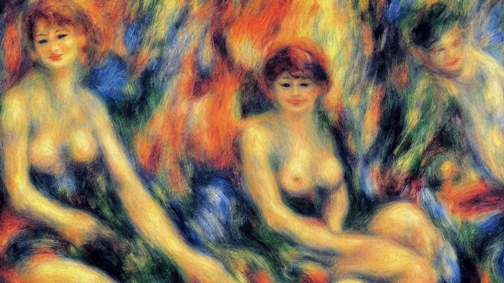 Prompt: abstract art painting figures lines forms geometry in style of pierre - auguste renoir,, fine details,