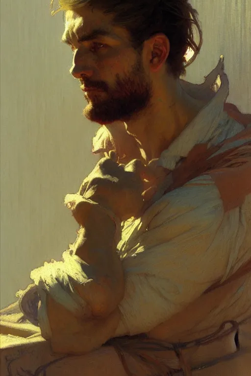 Image similar to attractive man, painting by gaston bussiere, craig mullins, greg rutkowski, alphonse mucha