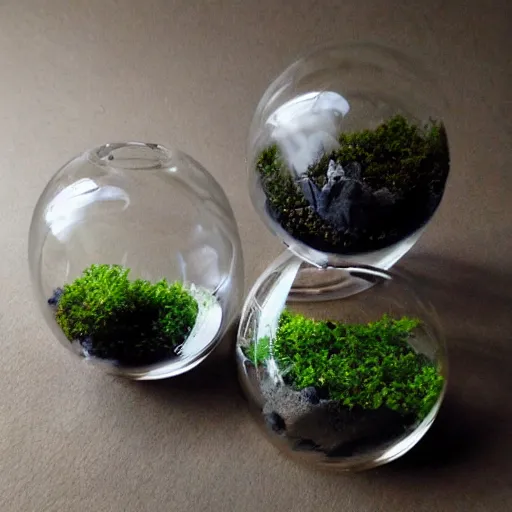 Image similar to Liminal space in outer space, terrarium