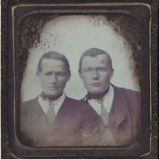 Image similar to tintype photo of two twins facing each each