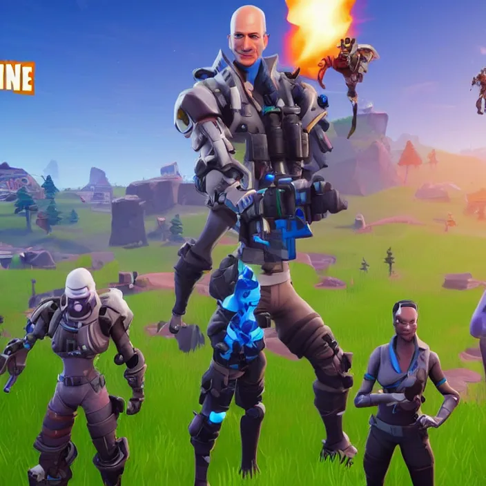 Prompt: Jeff Bezos Skin in Fortnite, New Fortnite Skin