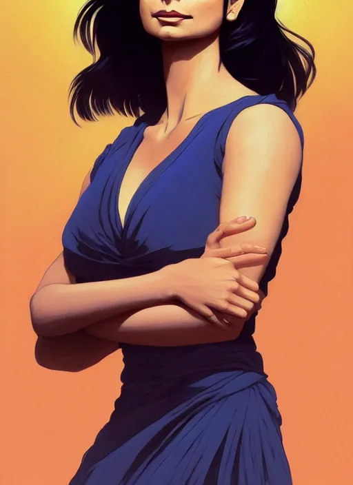 Prompt: Poster artwork. Rendering of Morena Baccarin. Beautiful. Gorgeous. Wearing a modern clothes. Vivid. Clean. Full of details. Extremely detailed. Award winning. Cinematic lighting. Michael Whelan. Tomer Hanuka. William Adolphe Bouguereau. Karol Bak. Makoto Shinkai. Thomas kinkade. Matte painting. Trending on artstation.