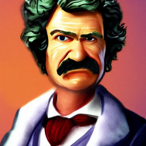 Image similar to mark twain in the style of nick park