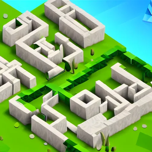 Prompt: low poly 3d sheep escape farm horrow maze