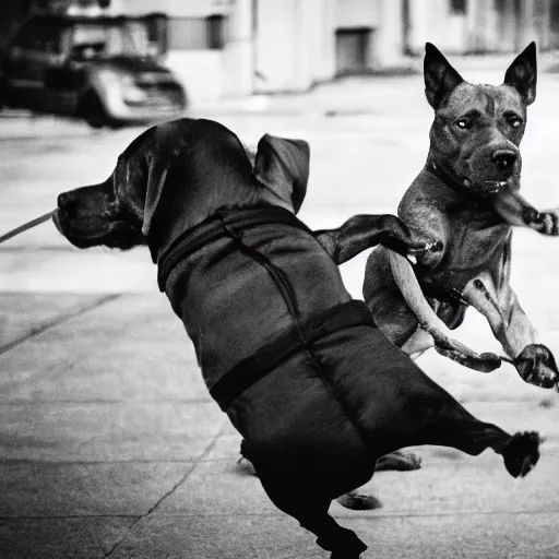 Image similar to vicious dogs fighting, black and white, highly detailed, communist, space, futuristic, hyper real